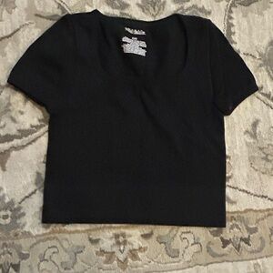 Wild Fable Pink and Black Fitted Crop T-Shirt